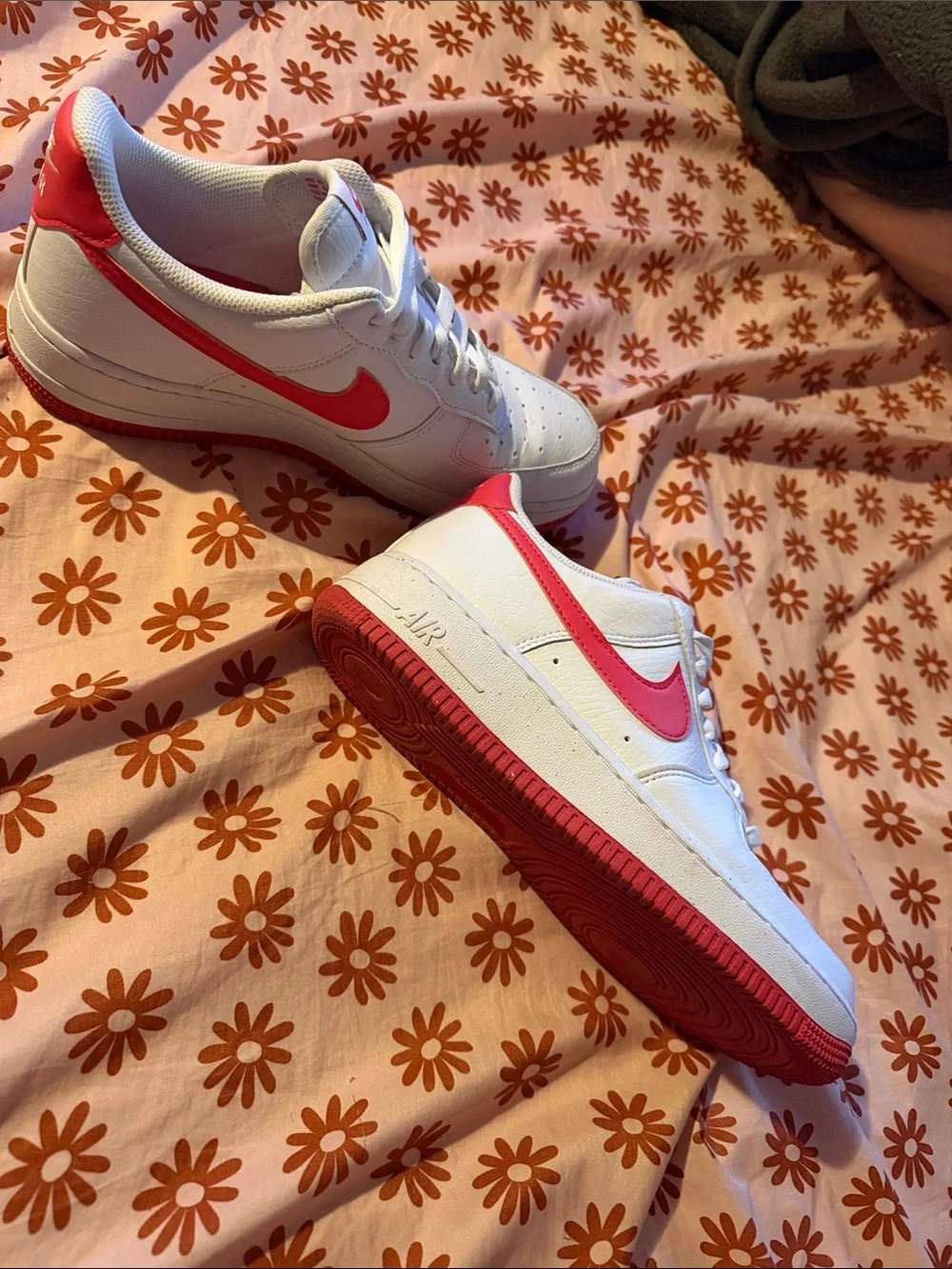 Nike White Sneakers with Red Swoosh